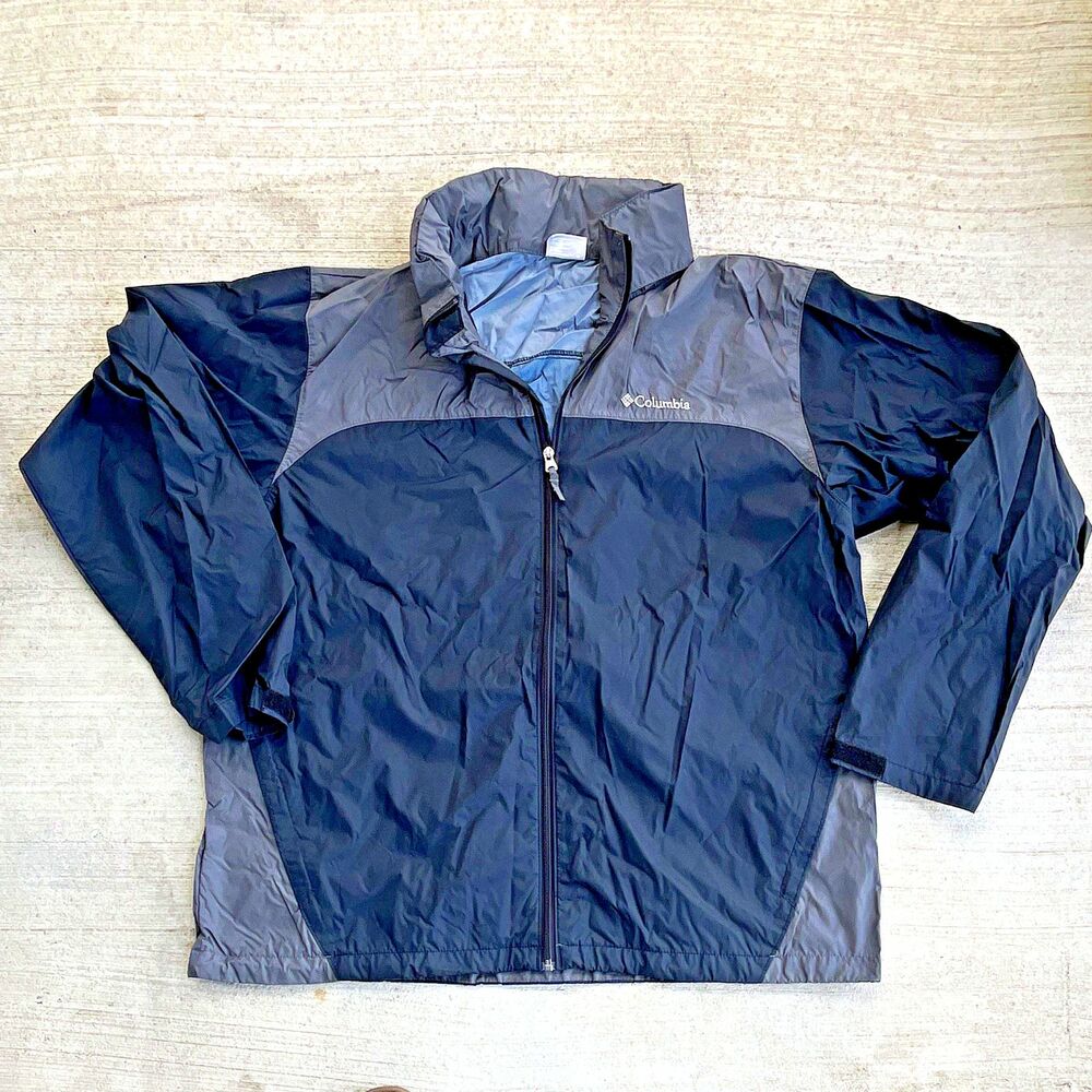 Columbia Glennaker Lake II Rain Jacket Mens XL Gray Black Packable Windbreaker - Picture 1 of 8